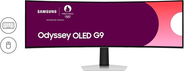 Samsung Ecran PC Odyssey OLED G9 49’’ 240Hz, 0.03ms, Dalle OLED Incurvée 1800R,Dual QHD : 5120 x 1440,AMD FreeSync Premium Pro,Compatible G-Sync, Core Lightning +,Pied Ajustable, USB C,HDMI