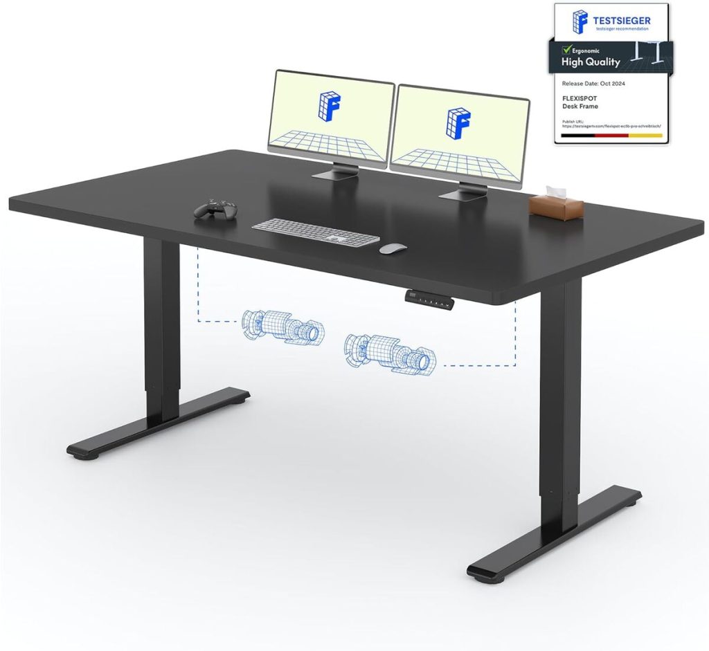 Test du bureau assis-debout électrique Flexispot 2 moteurs 160x80