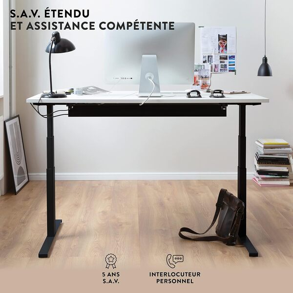 boho office® Easydesk - piètement de Table, Bureau Noir, réglage en Hauteur électrique en continu, avec Commande innovante par appli Gratuite et Protection anticollision sophistiquée