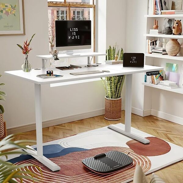 Bureau Assis Debout 180×80cm Hauteur Réglable Electrique,Blanc Ordinateur,Standing Desk,Table Assis Debout Idéal pour l'apprentissage au et Les Jeux