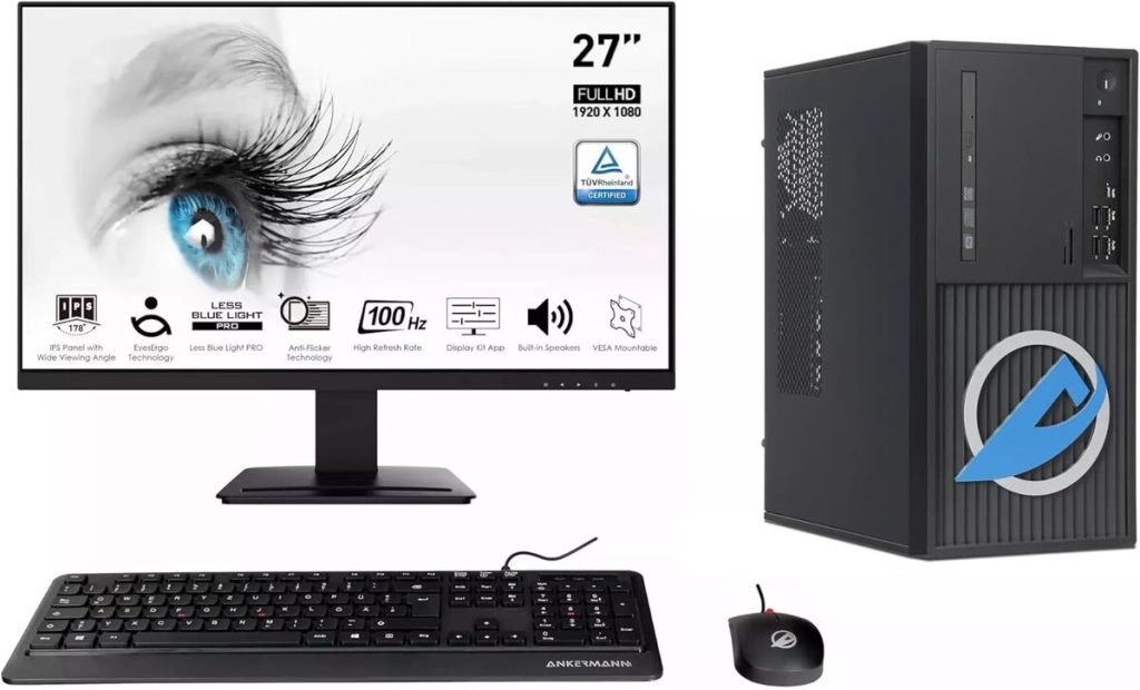 Test : ensemble bureautique ankermann, pC de bureau 27 pouces, i5-8500 et 16 Go de RAM